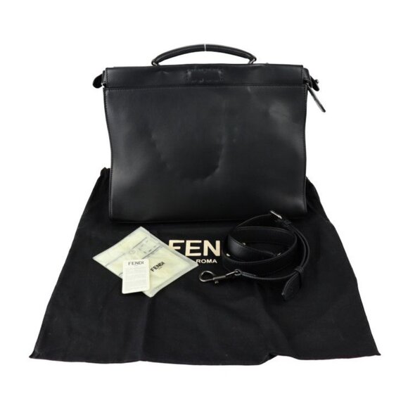 Fendi Peekaboo Fit Business Bag 7 Va406 Leather Black Silver Hardware Selleria - Picture 10 of 10